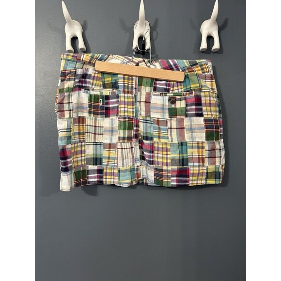 J Crew Womens Skirt Madras Plaid Patchwork Vintage Mini Skirt Y2K Preppy Size 10 - Picture 2 of 5